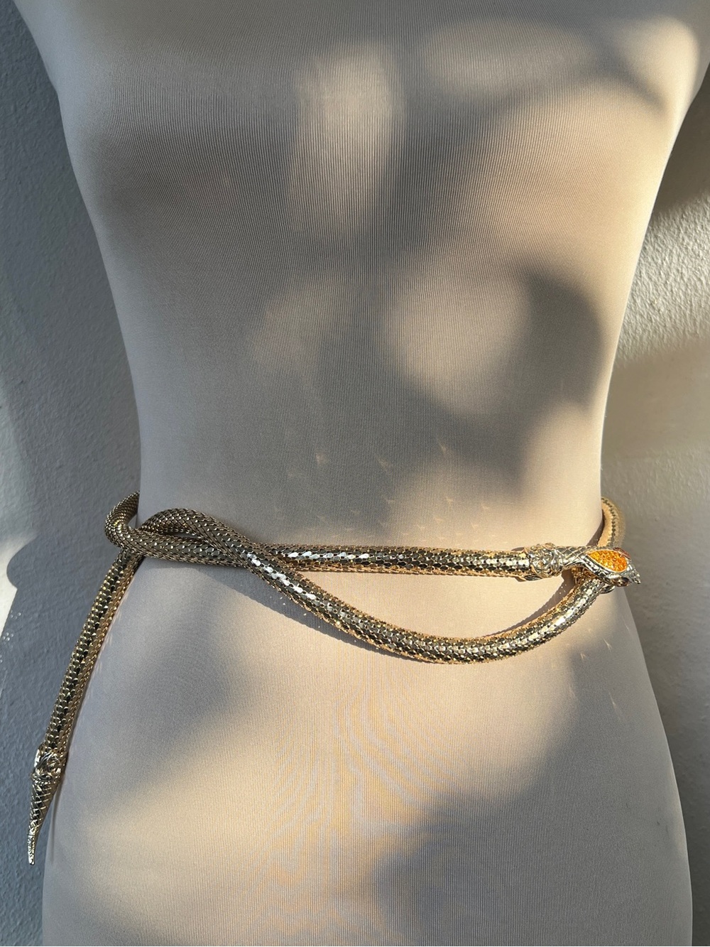 Whiting & Davis Vintage Mesh Snake Belt Necklace Lariat Serpent Signed 46” - Picture 3 of 16